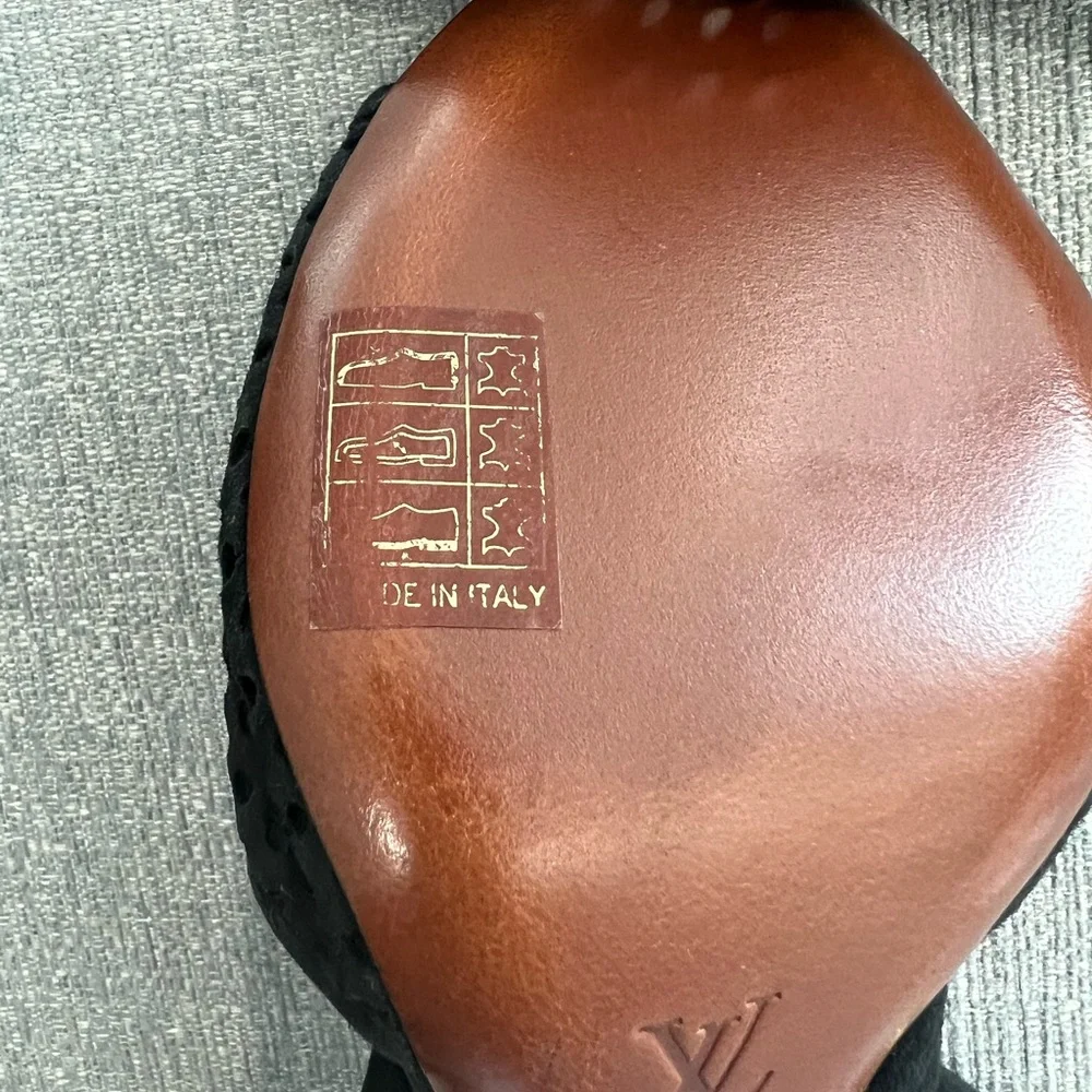 LOUIS VUITTON SUEDE PERFORATED SLING BACK SANDALS - Picture 9 of 13